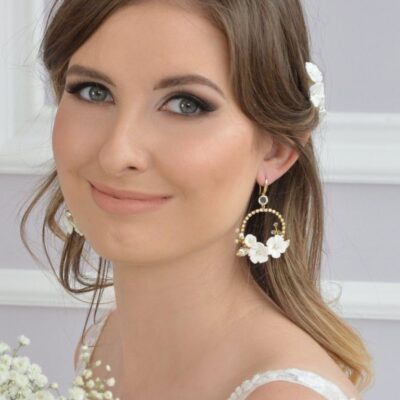 Dodatki ślubneKolczyki z cyrkoniami i kwiatami model Aretes