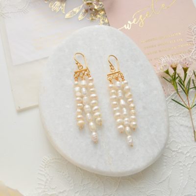 KolczykiKolczyki złocone z perłami słodkowodnymi model Denton