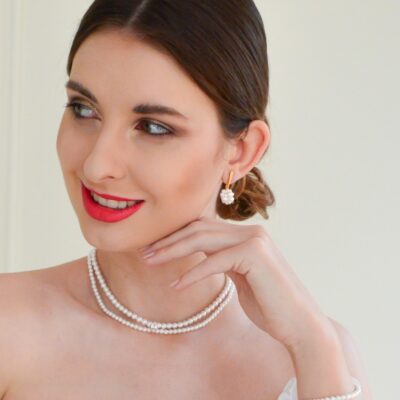 KolczykiBiałe kolczyki z pereł model Donna